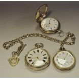 A Victorian silver full hunter pocket watch; others,