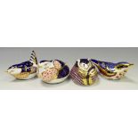 A Royal Crown Derby paperweight, Dormouse, gold stopper, 1st quality; others including Nuthatch,