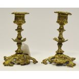 A pair of 19th century gilt metal candlesticks