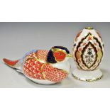 A Royal Crown Derby paperweight Pheasant, 1st quality, gold stopper,