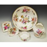 Caverswall - a hand painted fine bone china fruit bowl decorated with British flora, signed W.R.