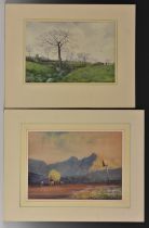 A Folio of Late 19th and 20th century watercolours, two in the manner of David Cox, unsigned,