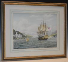 John Whale (bn. 1919) HMS Brittania Coming Home signed, watercolour, 34.5cm x 44.