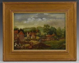 G A Stubbs (English Primitive School, 19th century) Farmyard with Cattle signed,