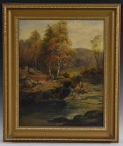 Edward Davies (1841 - 1920) A Perfect Spot for Fishing signed, oil on canvas, 53cm x 42.