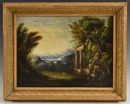 English School (19th century) Picturesque Landscape with Ruins oil on canvas, 29cm x 39.