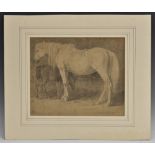 English School, 19th century, A Mare and her Foal, pencil, impressed monogram to bottom right,