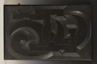 Modern British School Abstract Forms in Relief signed, carved slate,