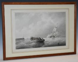 Frans Arnold Breuhaus de Groot (1824 - 1872) Dutch Sailing Vessel Approaching Harbour signed,