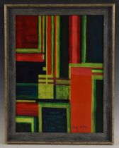 Brett Oldham (Modern British School) Art Concrete, Red, Yellow, Green, signed, oil on board,