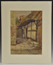 F. A. Ellingham, Chickens Outside Gables Cottage, signed, watercolour, 35.5cm x 25.