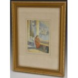 Gianni The Amalfi Coast, with Figure, signed, gouache, 18.