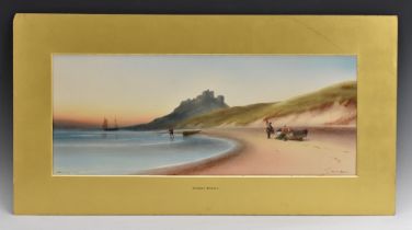 Garman Morris (British, early 20th century) Bamburgh Castle, signed, titled, watercolour, 28cm x 69.