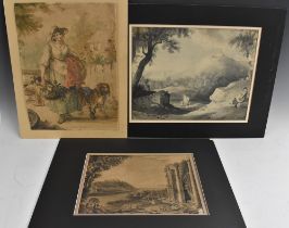 An Interesting folio of 19th century Grisaille watercolour paintings,