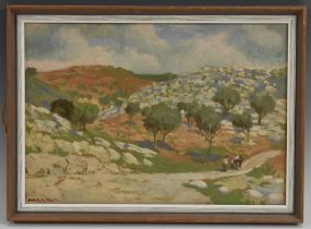 Continental School, 20th century, The Holy Land, Near Mount Sinai, signed Maggis, oil on board,