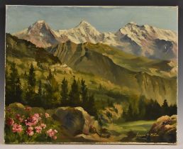 Edward S Billin (1911-195) Alpine Pass signed, oil on canvas,