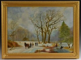 English School (20th century) A Mid Winter's Day oil on canvas, 60.5cm x 83.