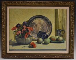 E. H. Richardson Apples and Anemones signed, oil on board, 44cm x 59.