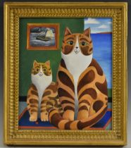 In the Manner of Martin Leman Alfie and Wallace, Cornish Cats, oil on board,