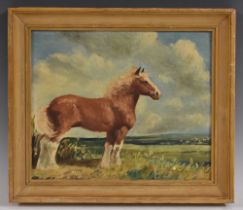 English School (20th century) Shire Horse in a Landscape indistinctly signed, oil on board,