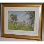 George F. Nicholls Farmhouse with Sheep signed, watercolour, 25.