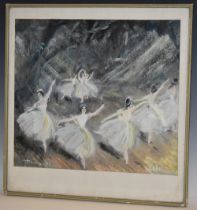 Joanne At the Ballet signed, dated '68, gouache, 34.5cm x 38.