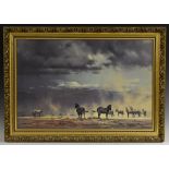 David Shepherd, after, Storm Over Amboseli, signed paper label to verso, titled, lithographic print,