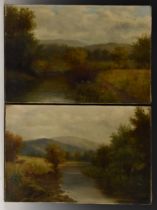 English School, late 19th century, A pair, Late Summer on the River Wye, signed M.