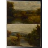 English School, late 19th century, A pair, Late Summer on the River Wye, signed M.