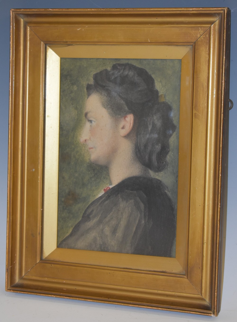 Early 20th century English School, A Profile Portrait of a Young Lady, watercolour, 21.