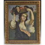 Continental School (19th century) Girl with a Basket of Fruit, After the Old Master oil on canvas,