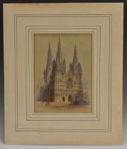 English School, 19th century, Lichfield Cathedral, signed with monogram E.D., watercolour, 21.