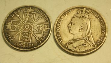 Coins - a Victorian 1890 crown;