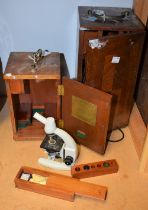 Scientific Instruments - a Vickers monocular microscope, three objectives on a rotating plate,