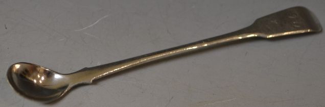 A late 19th century Canadian silver Fiddle pattern condiment spoon, marked Savage George Savage,