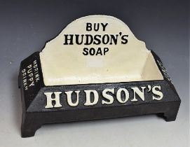 Advertising - a reproduction cast metal Hudson's Soap dogs water bowl,