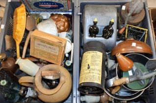 Kitchenalia - butter churns; a Gardner Half Minute Freezer; copper kettles; flasks; bottles;