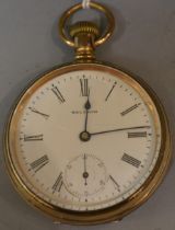 A gold plated American Waltham Traveller pocket watch