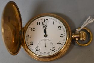 A gold plated hunter pocket watch,