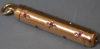An early 20th century 14ct gold and diamond propelling pencil,