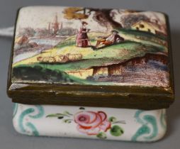 A George III South Staffordshire enamel rectangular snuff box,
