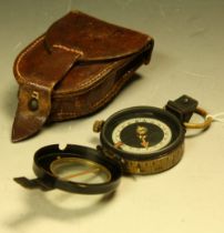 A Barkers patent no.29677 military compass, in fitted leather case, c.