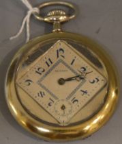 A Medana Art Deco pocket watch, inset face with subsidiary seconds dial, Arabic numerals,