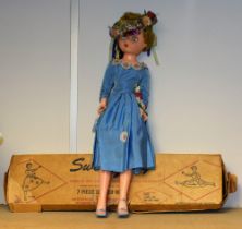 An American De luxe Premium Corps, Sweet Judy seven piece jointed miracle vinyl doll, moving head,