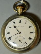 A Stoneboro Lever pocket watch, the white face with Roman numerals and subsidiary seconds dial,