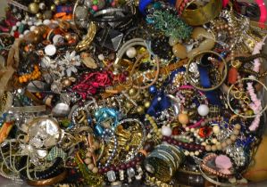 Costume Jewellery - a large quantity of vintage and retro beads, bracelets, bangles, necklaces,