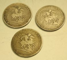 Coins - two George III silver crowns, 1819; another,