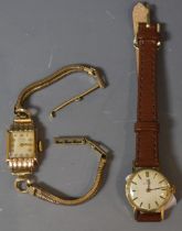 A lady's 9ct gold cased Omega;