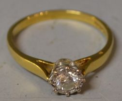 A diamond solitaire ring, round brilliant cut diamond approx 0.