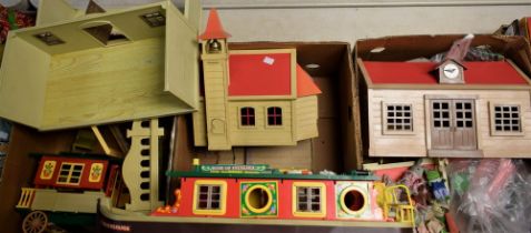 Toys and Juvenalia - Sylvanian Families, various, including a two storey mansion house with balcony,